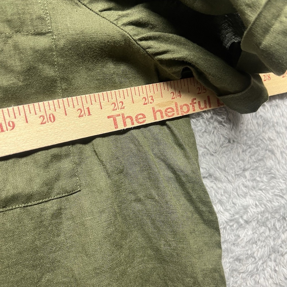 Chicos Linen Top Womens 4 US 20/22 2X Olive Green Relaxed Chest Pocket Lagenlook - Picture 8 of 9